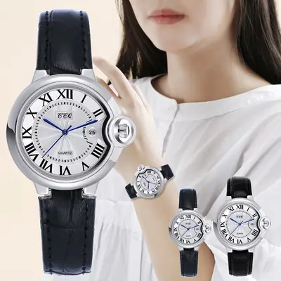 Classic Silver Couple Watches with Roman Numeral