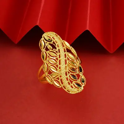 New Chinese-Style Vietnamese Sand Gold Women's Ring Ethnic Trendy Wheat Ear Open Hollow Ring Retro Light Luxury Jewelry Supply