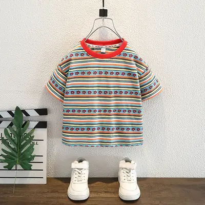 Kids Striped T-Shirt Shorts Set 2025 Summer Breathable