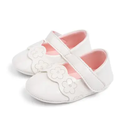 2025 New Baby Girl Princess Shoes Flower Cute Baby Shoes White Pu Soft Sole Cross-Border Wholesale Baby Shoes