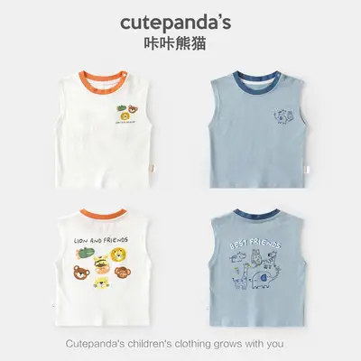 Baby Sleeveless T-Shirt Blue Best Friends Print