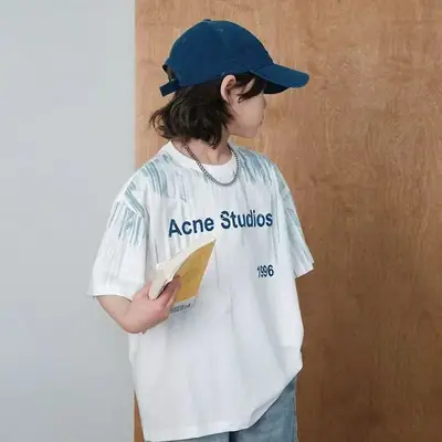 Boys T-Shirt White Acne Studios Short Sleeve Cartoon Print