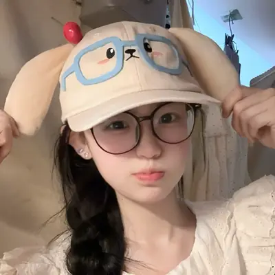 Cute Cartoon Cap with Cherry Glasses & Wide Brim for Women