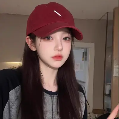 Women Red Baseball Cap Wide Brim Sunshade