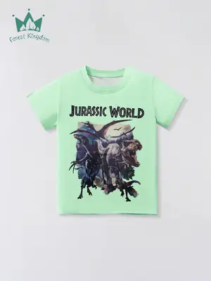 2025 Kids Dinosaur T-Shirt Short Sleeve Mint Green