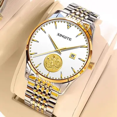 Dragon Watch for Men Gold Steel Band Waterproof Luxury