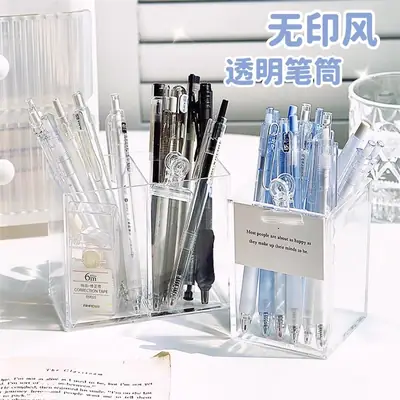 Transparent Square Acrylic Pen Holder for Students