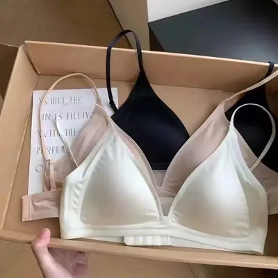 Little Red Calligraphy Style Xin's Triangle Cup Girl Underwear Women's Summer Thin Seamless Beauty Back Bra