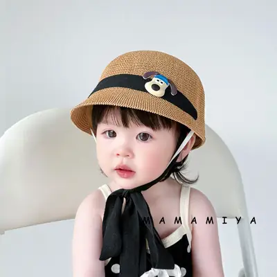 Children's Cartoon Straw Hat with Duck Design