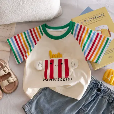 Boys T-Shirt Short Sleeve Cotton Summer 2025 Cartoon Korean Style