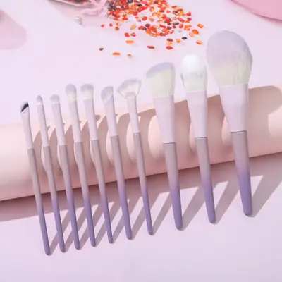 10-Piece Starry Purple Makeup Brush Set for Beginners