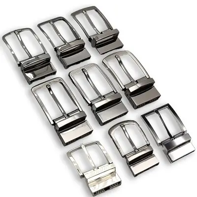 Men's Rotating Pin Belt Buckle Heads Alloy Silver