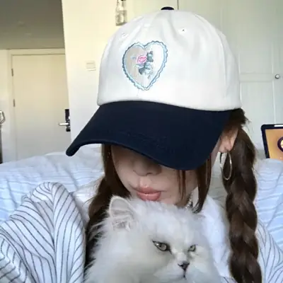 Pink Heart Stitched Baseball Cap for Women