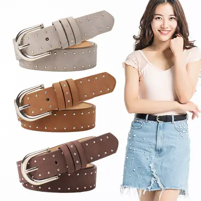 Women's Thin Suede Belt with Metal Clasp