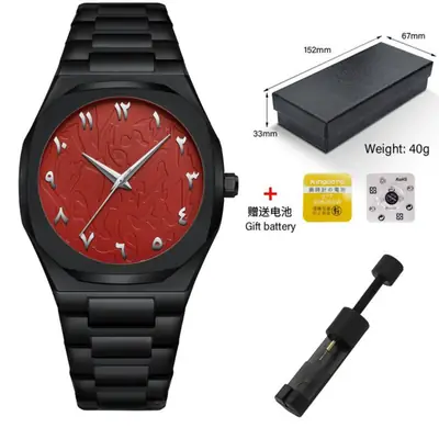 Ultra-Thin Marble Watch for Men Black Quartz
