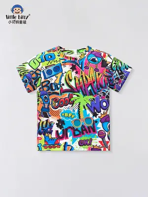 2025 Boys T-Shirt Cartoon Print Short Sleeve