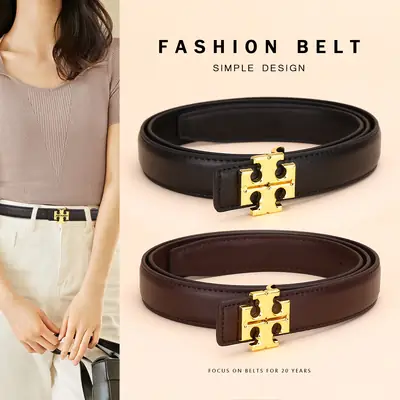 Women Cowhide Leather Belt with Gold Buckle 2.5cm