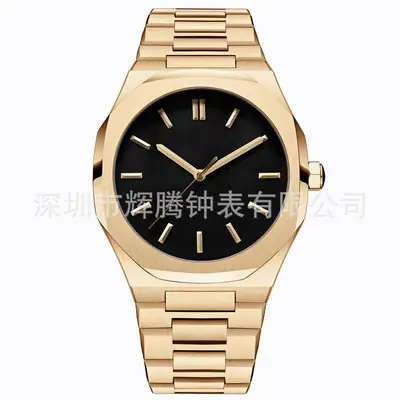 Black Alloy Butterfly Buckle Watch for Men