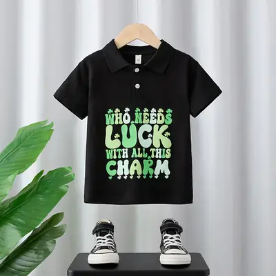 Boys T-Shirt Black 2025 Lucky Charm Print