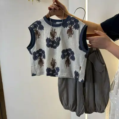 Boys Printed Sleeveless Vest & Loose Pants 2025