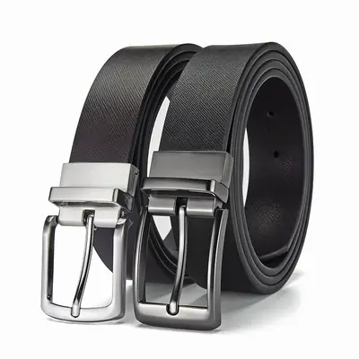 Men's Black Belt with Rotatable Buckle Wholesale