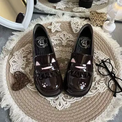 Japanese-Style Small Single Shoes Platform Cat Ear Round Toe Jk Uniform Super Soft Comfortable Student Lolita Jk Small Leather Shoes