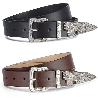 Vintage Mermaid Buckle Belt for Women Black Brown