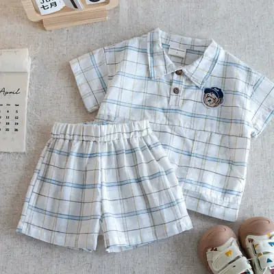 Children's 2-Piece Cherry Print Suit White Black
