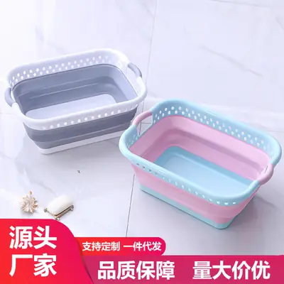 Foldable Laundry Basin Extra Large Gray Plastic