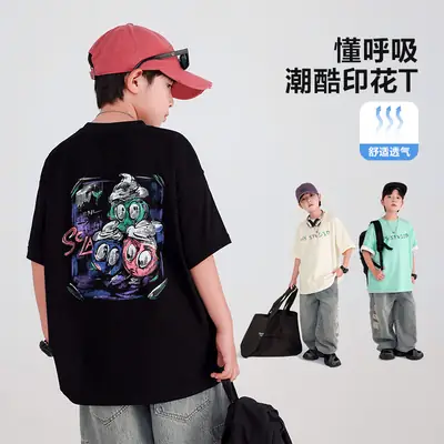 Boys Black Graffiti T-Shirt 2026 Cool Summer