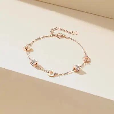 Rose Gold Roman Numeral Bracelet for Women