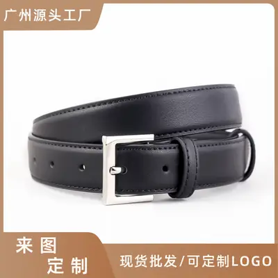 Women's Genuine Leather Belt Black Gold Buckle