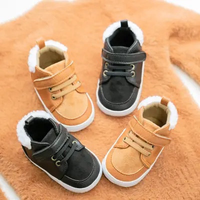Cross-Border Autumn and Winter Baby Walking Shoes, Warm Soft-Soled Casual Non-Slip Sneakers for 0-1 Year Old Babies, Baby Shoes