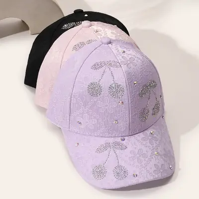 Black Lace Diamond Butterfly Cap for Women