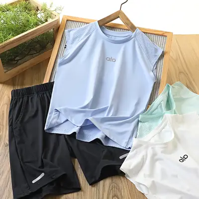 Children's Quick-Drying Suit White Black Vest Shorts