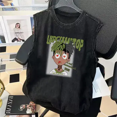 Cross-Border Ozone American Vest Boys Sleeveless T-Shirt Washed Cotton Summer Kidsren's Vest Retro Trendy Brand Top
