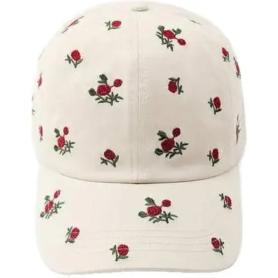 Rose Embroidered Women Sun Hat with Adjustable Band