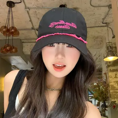Sweet Cool Spicy Girl Baseball Cap Black Pink Duckbill Sunshade