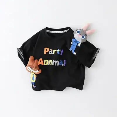 Boys Party Cartoon T-Shirt Black 2026