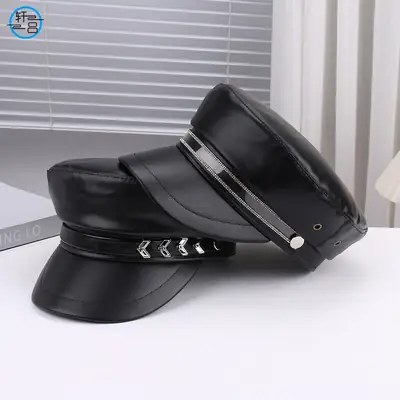 Black Leather Chain Strap Heel Sandals for Women
