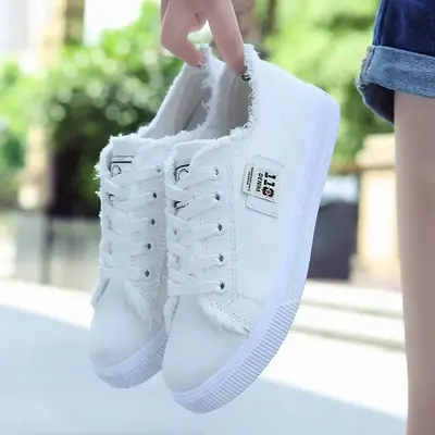 2025 New Spring Canvas Shoes for Women Korean Style White