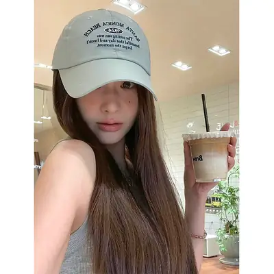 Women Blue Letter Cap Summer Face Slim Baseball Cap
