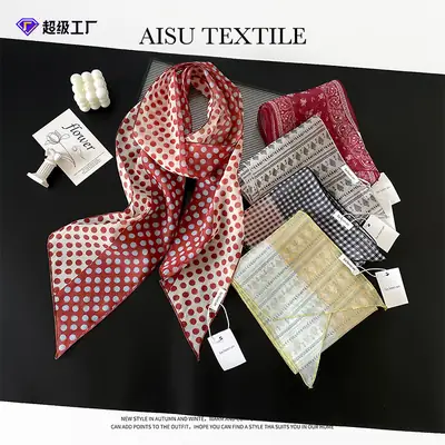 Women Silk Polka Dot Scarf Belt Waistband Hairband Set