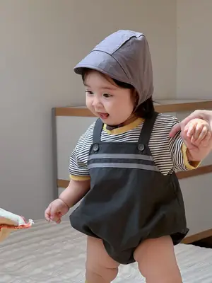 Galakoko Boys Summer Pure Color Crawling Clothes