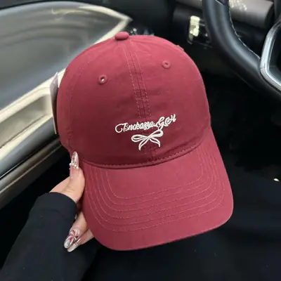 Sweet Japanese Bowknot Embroidered Baseball Cap for Women Large Head