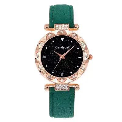 Candycat Starry Sky Rose Gold Watch Black Strap