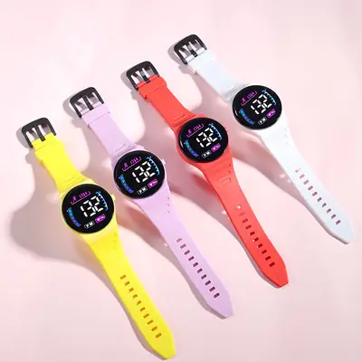 LED Sports Watch for Men Women Black Orange White