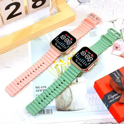 New Led Student Digital Watch P8 Rose Gold Ocean with Digital Sports Couple Square Button Digital Watch
