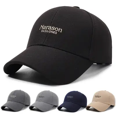 Men's Navy Blue Korean Baseball Cap with Brand Logo