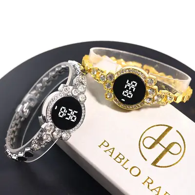 Ladies Cross-Border Touch LED Digital Watch with Diamond Chain